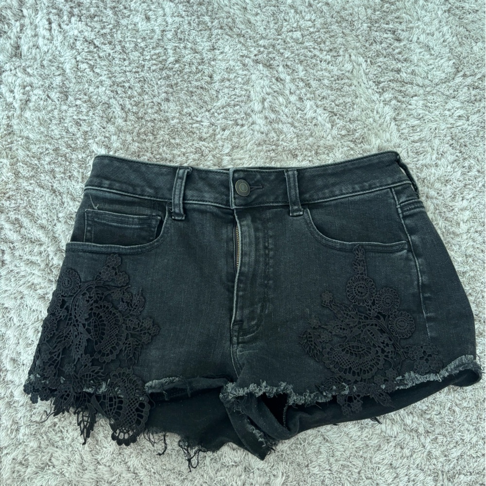 American Eagle Outfitters Black Lace Trim Shorts